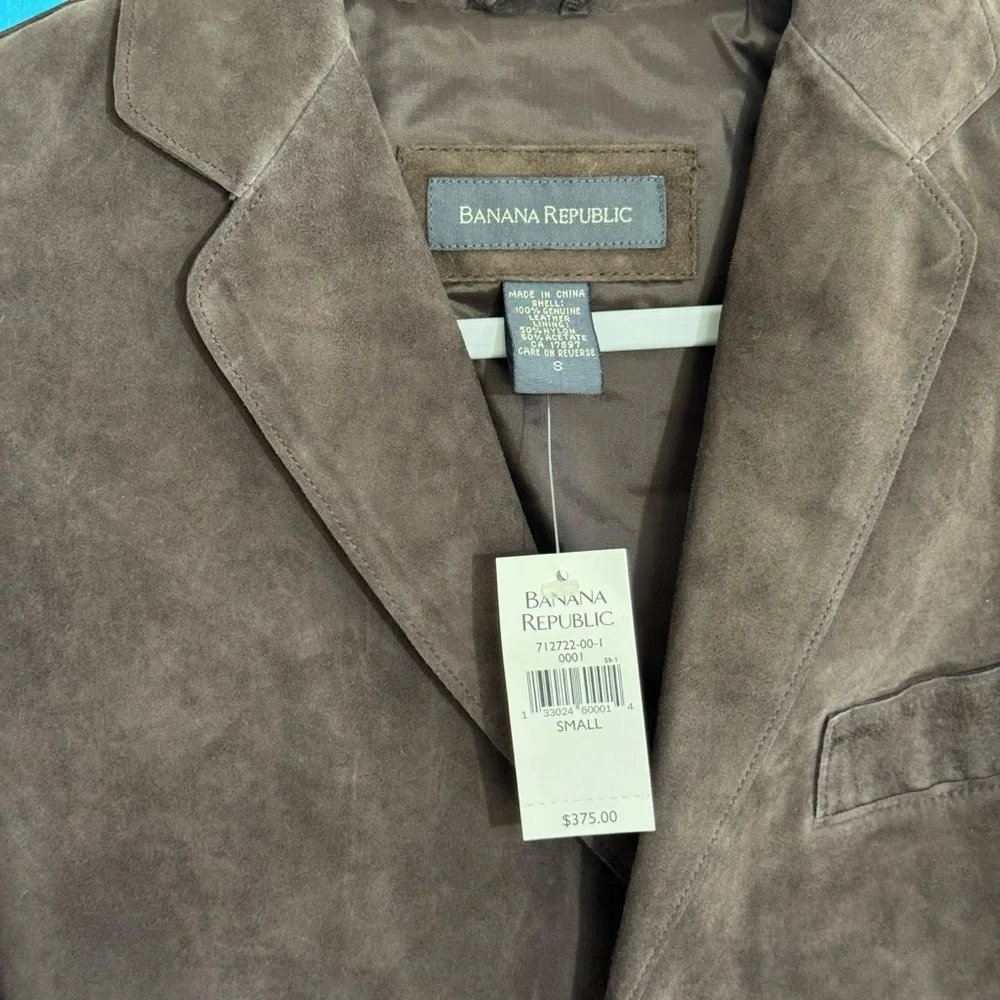 Banana Republic Dark Brown Suede Blazer Size S Vintage 90’s NWT Classic Relaxed - Picture 3 of 5